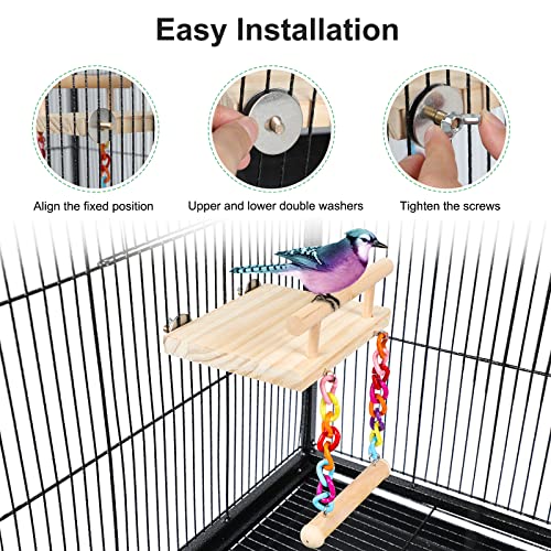 FrgKbTm Bird Perches Cage Toys Parrot Wooden Platform Play Gyms Exercise Stands with Acrylic Wood Swing Ferris Wheel Chewing for Animals Green Cheeks, Baby Lovebird, Chinchilla, Hamster Budgie