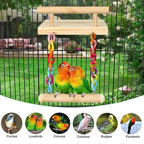 FrgKbTm Bird Perches Cage Toys Parrot Wooden Platform Play Gyms Exercise Stands with Acrylic Wood Swing Ferris Wheel Chewing for Animals Green Cheeks, Baby Lovebird, Chinchilla, Hamster Budgie