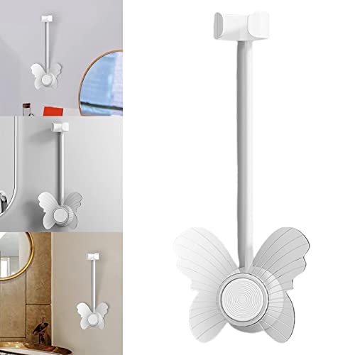 Menolana Wall Mount Hair Dryer Holder, Bathroom Bendable Rod Hairdryer Stand No, Butterfly White