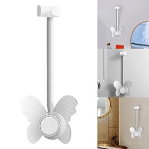 Menolana Wall Mount Hair Dryer Holder, Bathroom Bendable Rod Hairdryer Stand No, Butterfly White