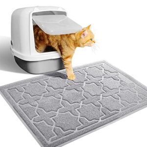 Yimobra Cat Litter Mat, 24"x20" Litter Box Mat with Litter Lock Mesh, Soft Durable Cat Litter Mat Litter Trapping Mat, Easy to Clean, Non-Slip, Water Resistant, Litter Free Floors, Grey