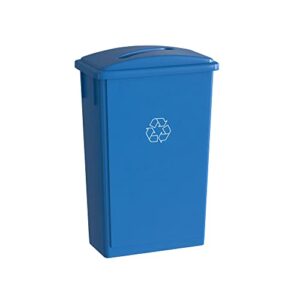 krollen industrial 23 gallon blue recycle slim jim trash can with paper slot
