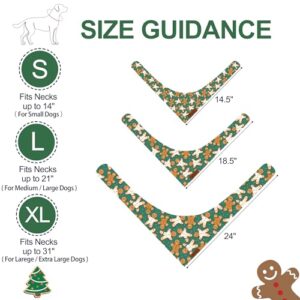 THLOH Christmas Dog Bandanas - 2 Pack Gingerbread Man Pet Scarf | Multiple Sizes Offered | for Boy and Girl, Adjustable Fit, Holiday Bandana for Small Medium Large Dogs,2pcs,S