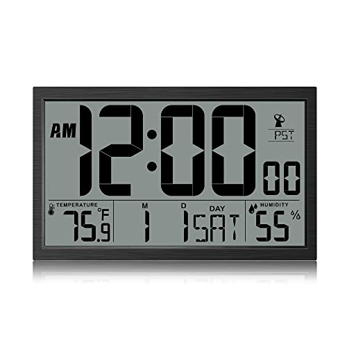 BAYGA Atomic Clock, Easy to Read, Adjusts Time Automatically, High Precision Temperature Humidity Meter