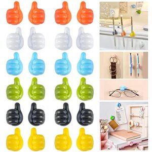 24 packs creative silicone thumb wall hook, new multi-functional creative adhesivethumb cable clip key hook wall hook for data cable headset keyhook, home office wall storage
