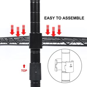 YSSOA Heavy Duty 6-Shelf Shelving, Wire Shelving, Adjustable Storage Units, 48'' D x 18'' W x 82'' H, 6 Tier, Black