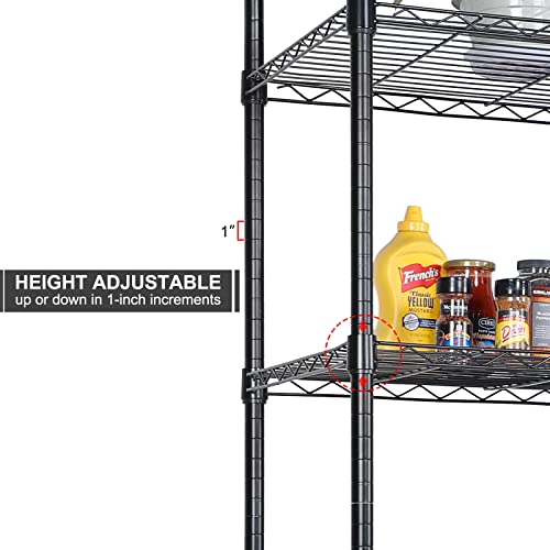 YSSOA Heavy Duty 6-Shelf Shelving, Wire Shelving, Adjustable Storage Units, 48'' D x 18'' W x 82'' H, 6 Tier, Black