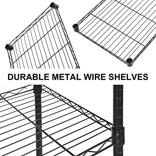 YSSOA Heavy Duty 6-Shelf Shelving, Wire Shelving, Adjustable Storage Units, 48'' D x 18'' W x 82'' H, 6 Tier, Black