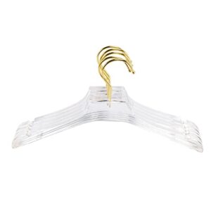 yothfly 5 pcs clear acrylic clothes hanger with gold hook, transparent shirts dress hanger with notches for lady kids s