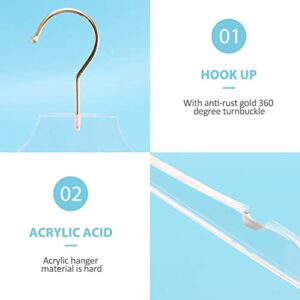 Yothfly 5 Pcs Clear Acrylic Clothes Hanger with Gold Hook, Transparent Shirts Dress Hanger with Notches for Lady Kids S