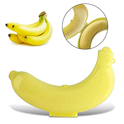 Banana Saver Container, Portable Banana Case Holder for Banana Storage Cute Banana Protective Case Lunch Fruit Storage Box(Yellow)