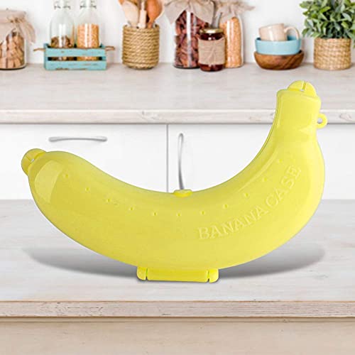 Banana Saver Container, Portable Banana Case Holder for Banana Storage Cute Banana Protective Case Lunch Fruit Storage Box(Yellow)