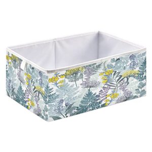 Kigai Yellow Flowers Leaves Cube Storage Bins - 11x11x11 In Large Foldable Storage Basket Fabric Storage Baskes Organizer for Toys, Books, Shelves, Closet, Home Decor