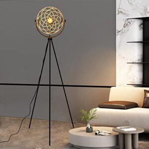 Floor lamps boho chic decor for living room,farmhouse adjustable Metal tripod Standing Tall lamp/Table Lamp,handmade rattan Lampshade Floor Lights bright lighting for Bedroom games Room Office