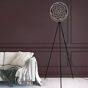 Floor lamps boho chic decor for living room,farmhouse adjustable Metal tripod Standing Tall lamp/Table Lamp,handmade rattan Lampshade Floor Lights bright lighting for Bedroom games Room Office