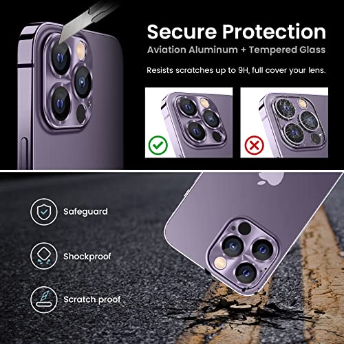 Tensea for iPhone 14 Pro/iPhone 14 Pro Max Camera Lens Protector, Aluminum Alloy Metal Tempered Glass Cover Camera Screen Protector Accessories, Case Friendly for iPhone 14Pro / 14 ProMax 2022