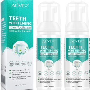 2 Pcs Foam Toothpaste, Ultra-fine Mousse Foam Deeply Cleaning Gums, Whitens Teeth & Deeply Gums Care & Easy to Use, 360ºCare for Oral Health, 60ml*2 (Mint, 2pcs)