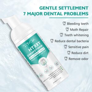 2 Pcs Foam Toothpaste, Ultra-fine Mousse Foam Deeply Cleaning Gums, Whitens Teeth & Deeply Gums Care & Easy to Use, 360ºCare for Oral Health, 60ml*2 (Mint, 2pcs)