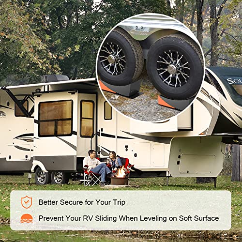 Cleyean RV Leveling Blocks, Camper Leveling Blocks Ramp Kit with 2 Levelers, 2 Chocks, 2 Anti-Slip Mats and Carrying Bag, Double Non-Slip Design, Up to 35,000 lbs, Perfect for Travel Trailers Campers