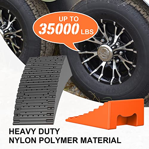 Cleyean RV Leveling Blocks, Camper Leveling Blocks Ramp Kit with 2 Levelers, 2 Chocks, 2 Anti-Slip Mats and Carrying Bag, Double Non-Slip Design, Up to 35,000 lbs, Perfect for Travel Trailers Campers
