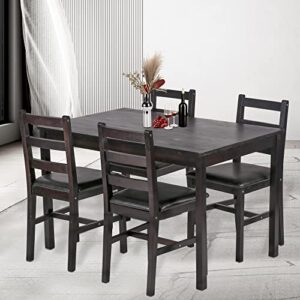 vnewone dining table set for 4,kitchen table and chairs for dining room,modern wood kitchen set for small space,dark brown