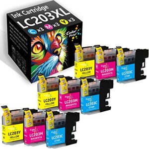 9-pack colorprint compatible lc-203xl ink cartridge replacement for brother lc203 xl lc-203 lc201 lc-201 used for mfc-j4320dw mfc-j4420dw mfc-j460dw mfc-j480dw mfc-j485dw mfc-j885dw printer, 2*2*3