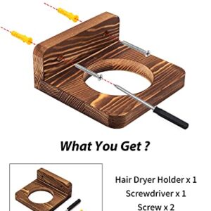 Honizer Hair Dryer Holder Wall Mounted, Wood Hair Dryer Holder, Blow Dryer Holder for Bathroom, Bedroom, Salon