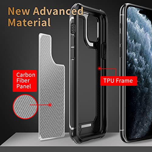 Tuerdan iPhone 14 Pro Max Case, [Military Grade Shockproof] [Hard Carbon Fiber Back] [Soft TPU Bumper Frame] Anti-Scratch, Fingerprint Resistant, Protective Phone Case, 6.7 Inch (Black)