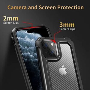 Tuerdan iPhone 14 Pro Max Case, [Military Grade Shockproof] [Hard Carbon Fiber Back] [Soft TPU Bumper Frame] Anti-Scratch, Fingerprint Resistant, Protective Phone Case, 6.7 Inch (Black)