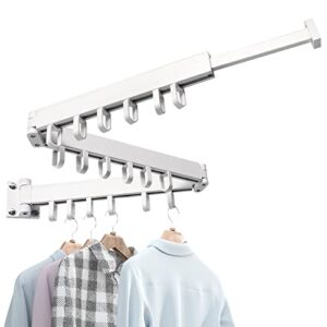 hotmax clothes drying rack wall mounted, retractable collapsible drying racks for laundry, space saving dryer rack, balcony, apartment space saver organization(tri-fold, white)