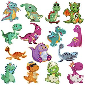 mwoot 45 pcs paper dinosaur cutout decoration set,creative bulletin board cut-out with glue point dots for classroom party supplies decorations,cute animals cardstock for gift child(15 styles,15x15cm)