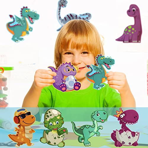 MWOOT 45 Pcs Paper Dinosaur Cutout Decoration Set,Creative Bulletin Board Cut-Out with Glue Point Dots for Classroom Party Supplies Decorations,Cute Animals Cardstock for Gift Child(15 Styles,15x15cm)