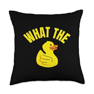 what the duck funny duck joke rubber duck saying throw pillow, 18x18, multicolor