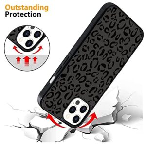 SAKUULO iPhone 12 Pro Max Case, [Screen Protector + Kickstand] Black Leopard Cheetah Design, Anti-Slip Shockproof Lightweight Soft TPU Bumper Protective Case for iPhone 12 Pro Max 6.7 Inch (2020)