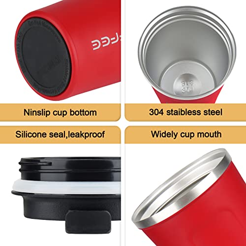 12 oz Stainless Steel Vacuum Insulated Tumbler - Coffee Travel Mug Spill Proof with Lid - Thermos Cup for Keep Hot/Ice Coffee,Tea and Beer （Red）