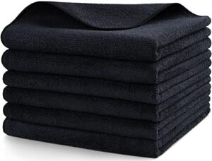 homexcel microfiber towels for cars,premium all-purpose cleaning cloths,lint free,scratch free,highly absorbent washing towels cleaning rags for kitchen,car,window,glass,300gsm,16" x 16",6 pack