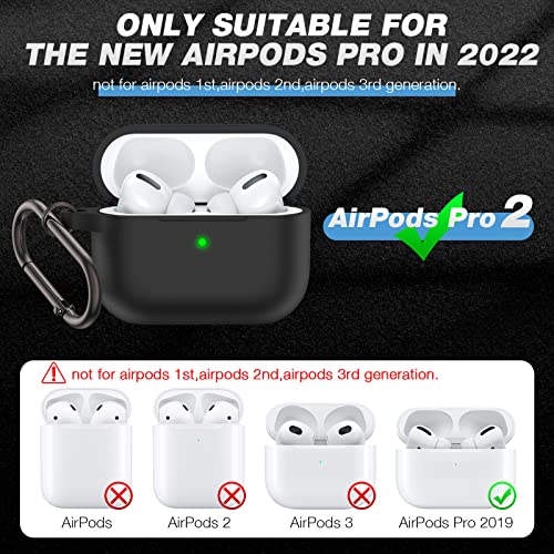 BRG Compatible with Airpods Pro 2nd/1st Generation Case Cover, Soft Silicone Skin Cover Shock-Absorbing Protective Case with Keychain Compatible for Apple Airpods Pro Case 2022/2019[Front LED Visible]