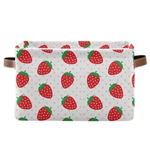 xigua strawberry storage basket rectangular collapsible storage box canvas square storage bin with handles for home,office,books,nursery,kid's toys,closet & laundry