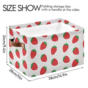 xigua Strawberry Storage Basket Rectangular Collapsible Storage Box Canvas Square Storage Bin with Handles for Home,Office,Books,Nursery,Kid's Toys,Closet & Laundry