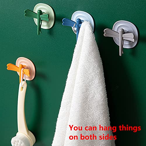 Defrko Multifunction Wall Hooks, Reusable Dragonfly Seamless Adhesive Holders, Decorative Hooks for Coat Towel Waterproof Bathroom Kitchen Hanging Heavy Duty, 4 Pcs