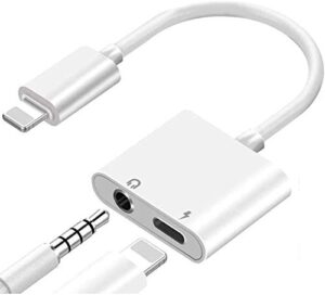 [apple mfi certified] lightning to 3.5mm headphone adapter for iphone, 2 in 1 headphone audio splitter, adapter aux connector charger cable replacement for iphone 13/12/se/xr/xs/x/8/7/plus,white