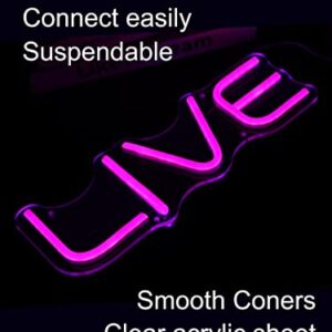 LIVE Neon Sign, LED Live On Air Neon Lights for Tiktok, Youtube, Twitch, Streamers/Gamers, Cool Live Streaming Recording Sign - Round Led Sign for Studio Bedroom Wall Game Room Party Decor (Pink)