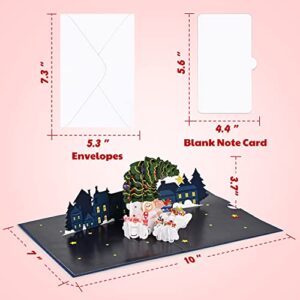 Mocoosy 4 Pack 3D Pop Up Christmas Cards Set, 5" x 7" Xmas Popup Greeting Cards for Kids, Holiday Blank Greeting Cards with Envelopes for Winter New Year Include Gnome Santa Christmas Tree Merry Christmas