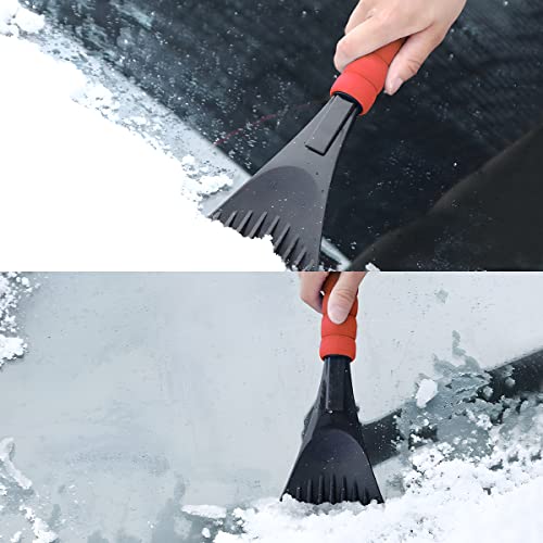 Ice Scraper for Car Windshield and Window, Auto Snow Removal with Foam Handle, No Scratch Cleaning Tool Remove Frost and Snow, Car Winter Exterior Accessories Universal for Truck, SUV, Home (Red)