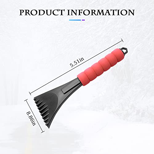 Ice Scraper for Car Windshield and Window, Auto Snow Removal with Foam Handle, No Scratch Cleaning Tool Remove Frost and Snow, Car Winter Exterior Accessories Universal for Truck, SUV, Home (Red)