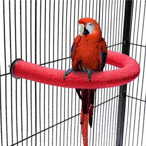 frgkbtm parrot perch stand, u shape quartz sands bird stick paw grinding rough-surfaced large bird perches for parakeets,macaw,parrots cages toy (red large)