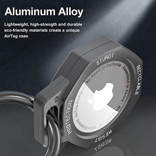 Tieuwant AirTag Holder Case- Aluminum Alloy Keychain for Apple AirTag Tracker (Gunmetal Grey)