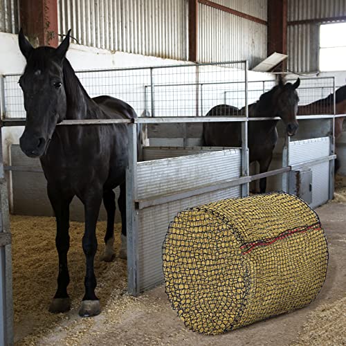 Hay Net Hay Bales Round Bale Hay Net Slow Feed 5 mm Thick Bale Knotless Large Hay Feeder Hay Bags for Horses Black Feeding Supplies for Horses Goat Cattle Equine Stalls Barn Feed Decoration (6 x 6 Ft)