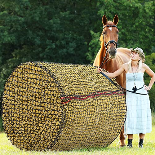 Hay Net Hay Bales Round Bale Hay Net Slow Feed 5 mm Thick Bale Knotless Large Hay Feeder Hay Bags for Horses Black Feeding Supplies for Horses Goat Cattle Equine Stalls Barn Feed Decoration (6 x 6 Ft)