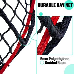 Hay Net Hay Bales Round Bale Hay Net Slow Feed 5 mm Thick Bale Knotless Large Hay Feeder Hay Bags for Horses Black Feeding Supplies for Horses Goat Cattle Equine Stalls Barn Feed Decoration (6 x 6 Ft)